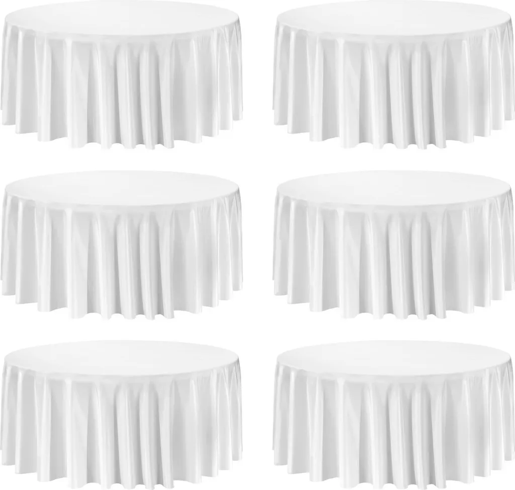 Nappes Rondes Infroissables 335 cm Blanches - Lavables - Set de 6 - 9