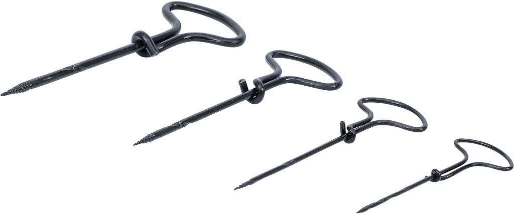 Four hand drills of varying sizes are arranged diagonally on a white background.