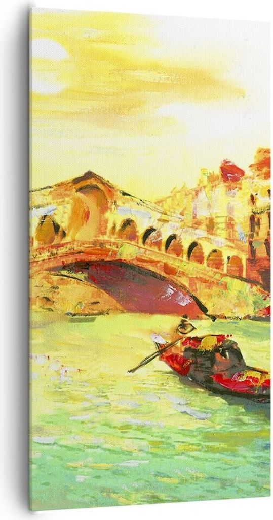 Bild auf Leinwand - Leinwandbild - Venedig Gondel - 65x120cm - Wand Bild - Wanddeko - Wandbilder - Leinwanddruck - Bilder - Kunstdruck - Wanddekora...