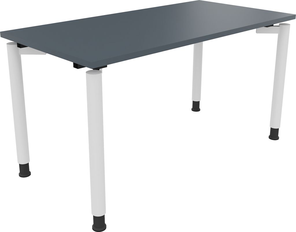 Schreibtisch Vierfuß Rundrohr B1400xT700xH680-820 ws/Lavagrau