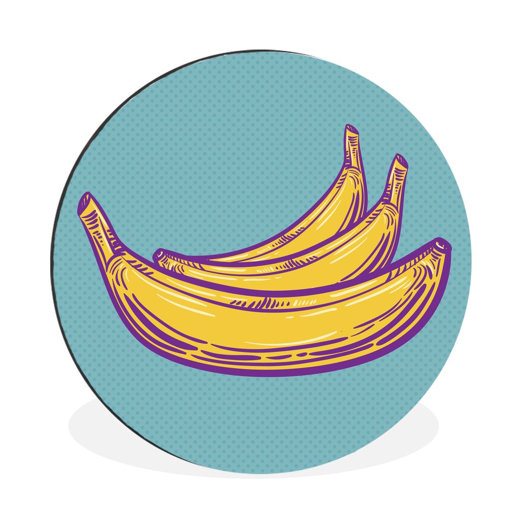 MuchoWow Aluminium Wandkreis Illustration von Bananen Ø 90 cm Wanddeko Modern Wohnzimmer - Mauerkreis - Wandbilder - Runde Bild - Bild aus Alumi...