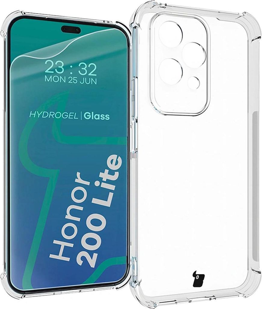 Handyhülle + 2x Folie für Honor 200 Lite, Bizon Case Clear Pack, Transparent