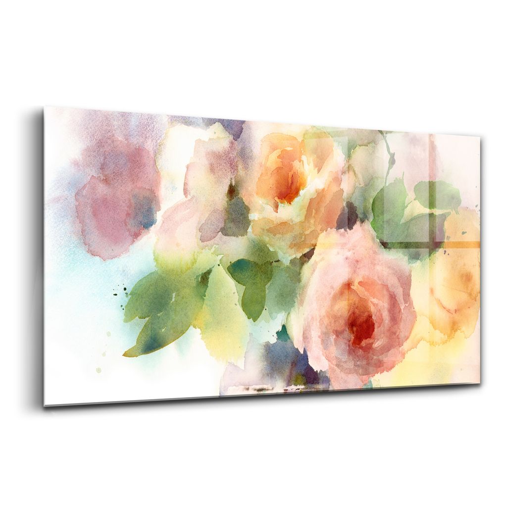 Glasmalerei - dekorative Malerei - moderne Malerei - 140x70 - Rosen in Aquarell