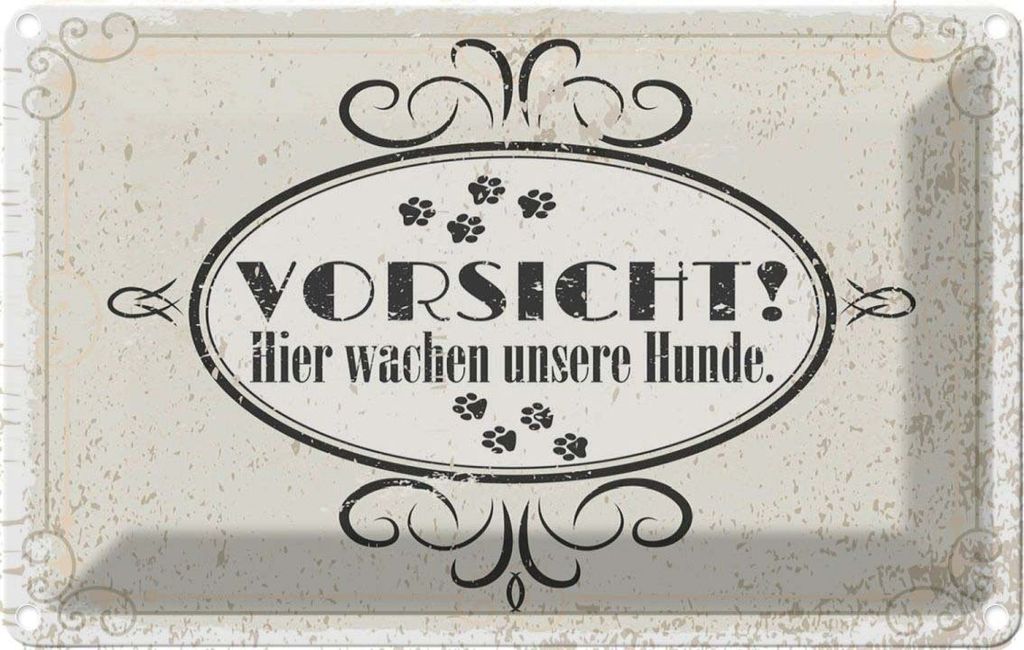 vianmo Blechschild 12x18 cm Vorsicht Hier wachen unsere Hunde Hund