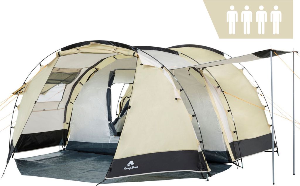 CampFeuer Zelt Super+ für 4 Personen | Sand / Schwarz | Produktbild 