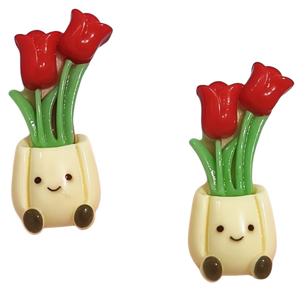 2 Stück Kühlschrankmagnete aus Kunstharz mit Cartoon-Topfpflanzenmotiven (3D-Kaktus, Aloe, Lilie, Tulpe) – Dekoration für Küche, Zuhause und ...