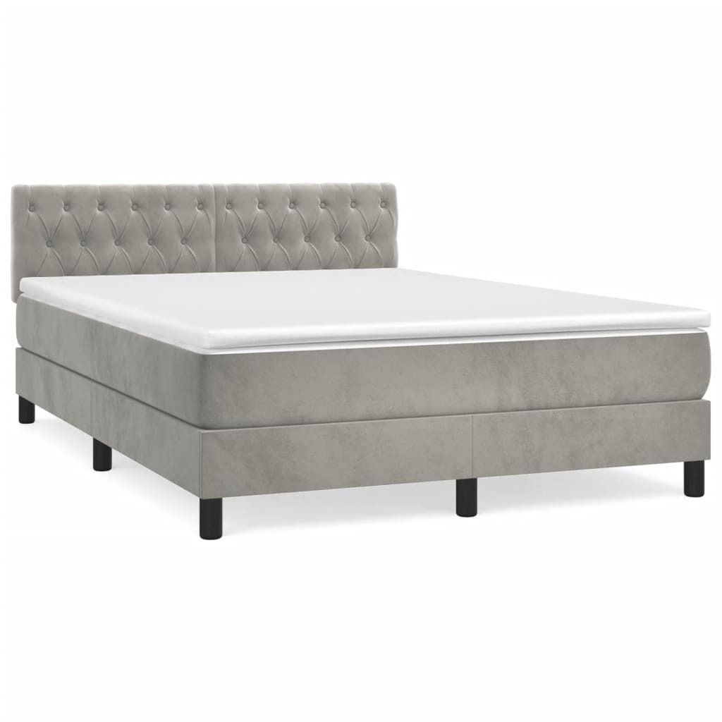 "2026 MODERNE"Boxspringbett Modernes/Doppelbett - Polsterbett Erwachsene/r /Kind - mit Matratze Hellgrau 140x200cm Samt - Klassische Betten NeuMöb...
