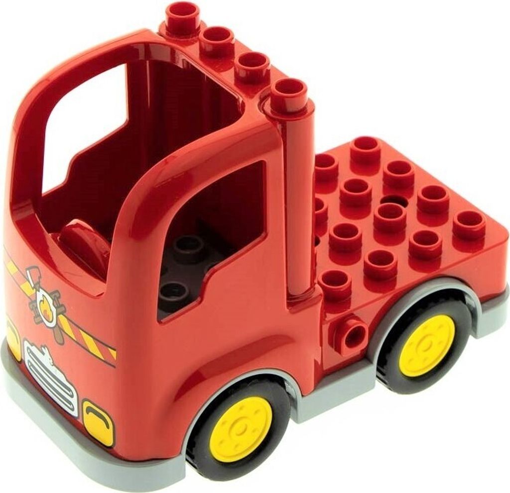 1x Lego Duplo Fahrzeug Auto rot bedruckt Feuerwehr Wagen Produktbild 