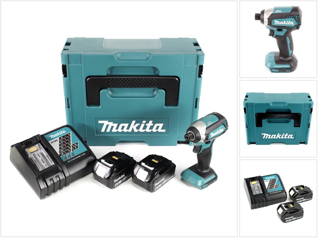 Makita DTD 153 RMJ Akku Schlagschrauber 18V 170Nm+ 2x Akkus 4,0Ah + Schnellladegerät im Makpac 2