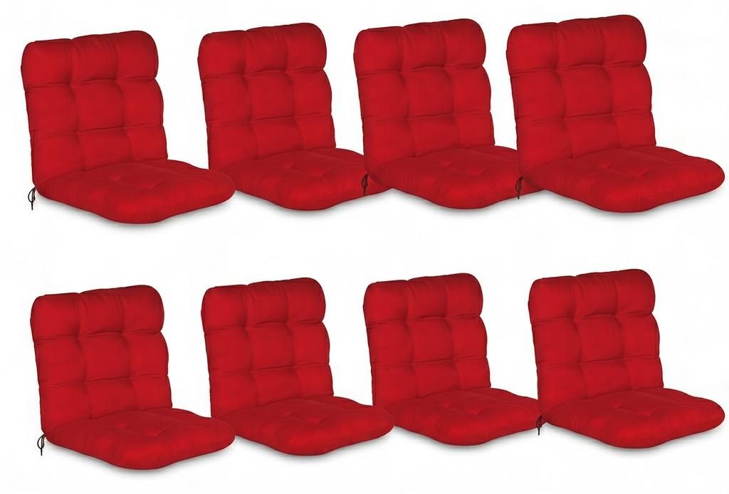 Beautissu 8er Set Niedriglehner Auflagen Set Flair NL, 100x50x8cm, Rot