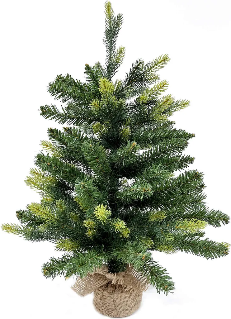 Rebecca Mobili Petit Sapin de Noël H 60 cm en PVC avec Base en Jute