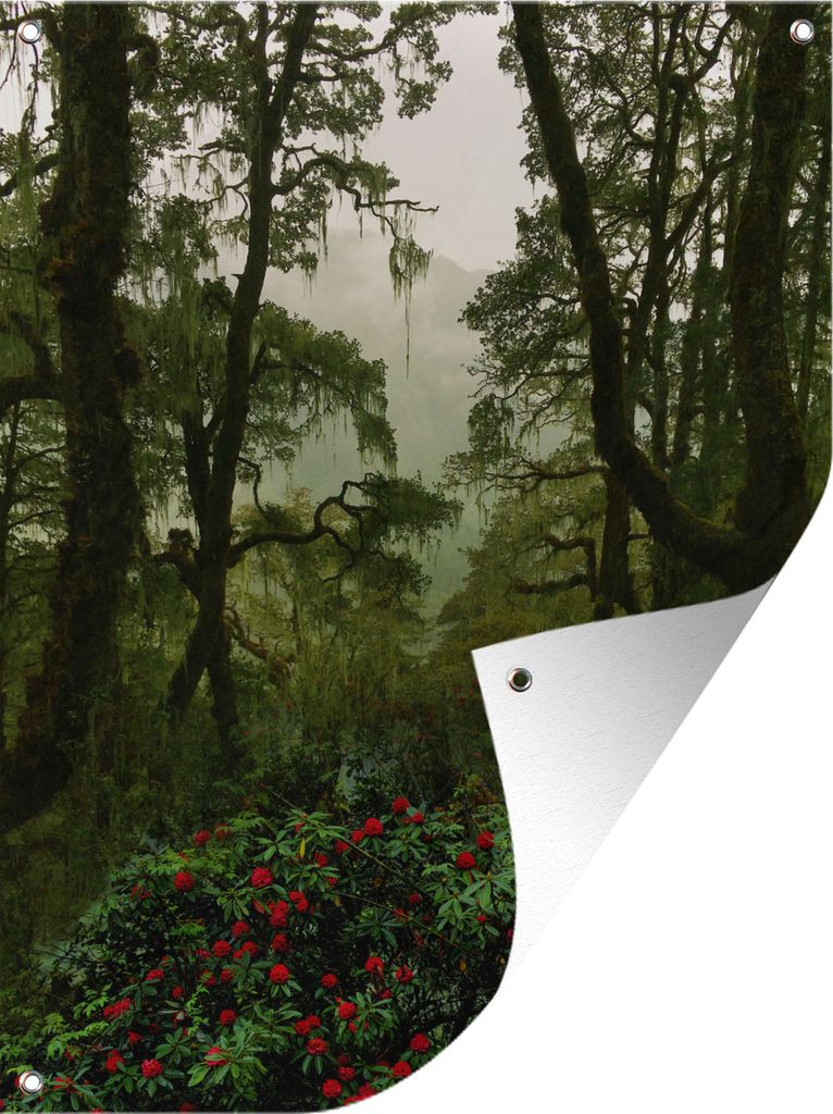 MuchoWow 30x40 cm Outdoor-Poster Gartendeko Sichtschutz Garten Poster für den Garten Regenwald in Bhutan