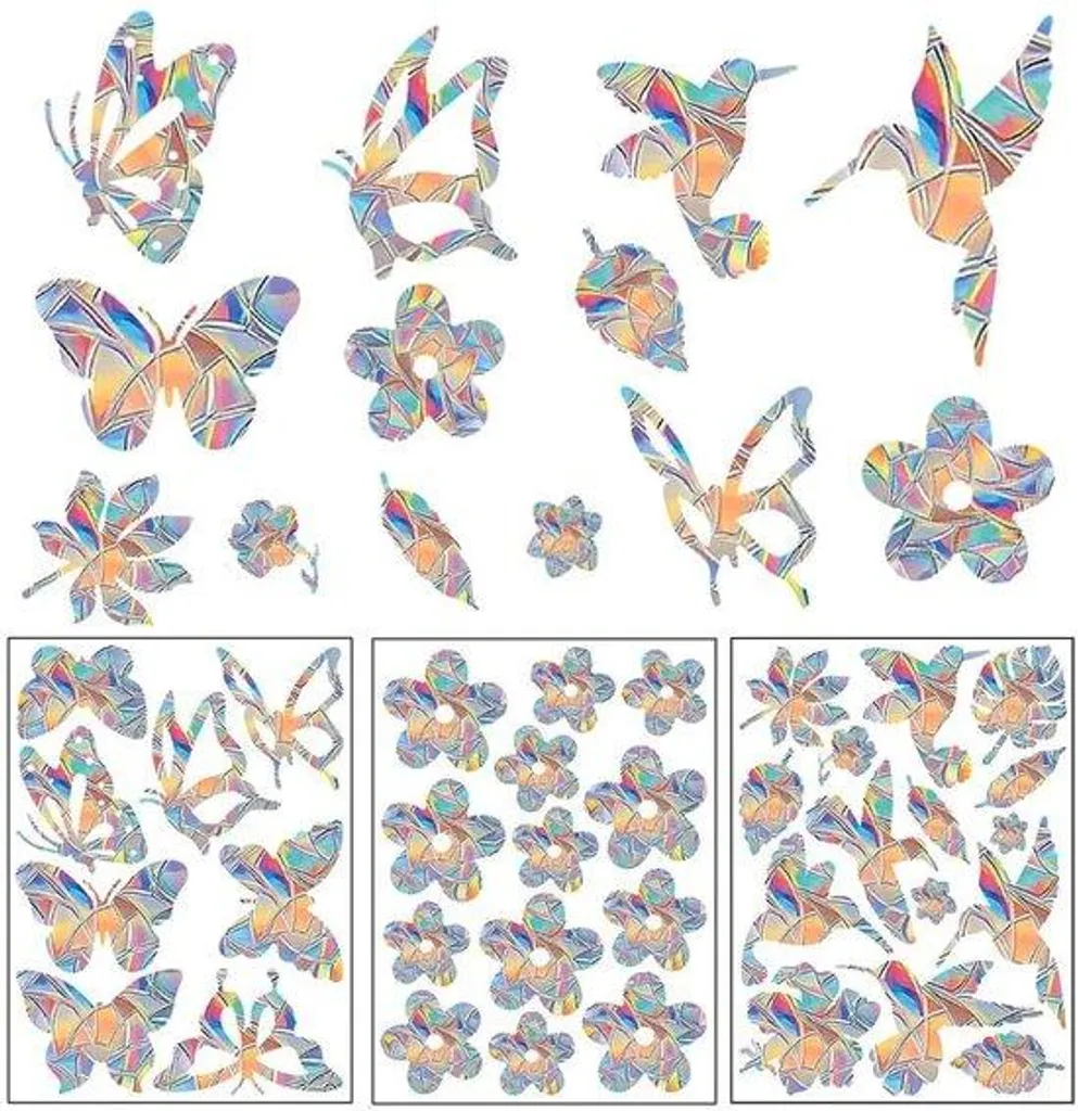 Lot de 36 Autocollants Prismatiques Anti-Collision pour Protection Oiseaux