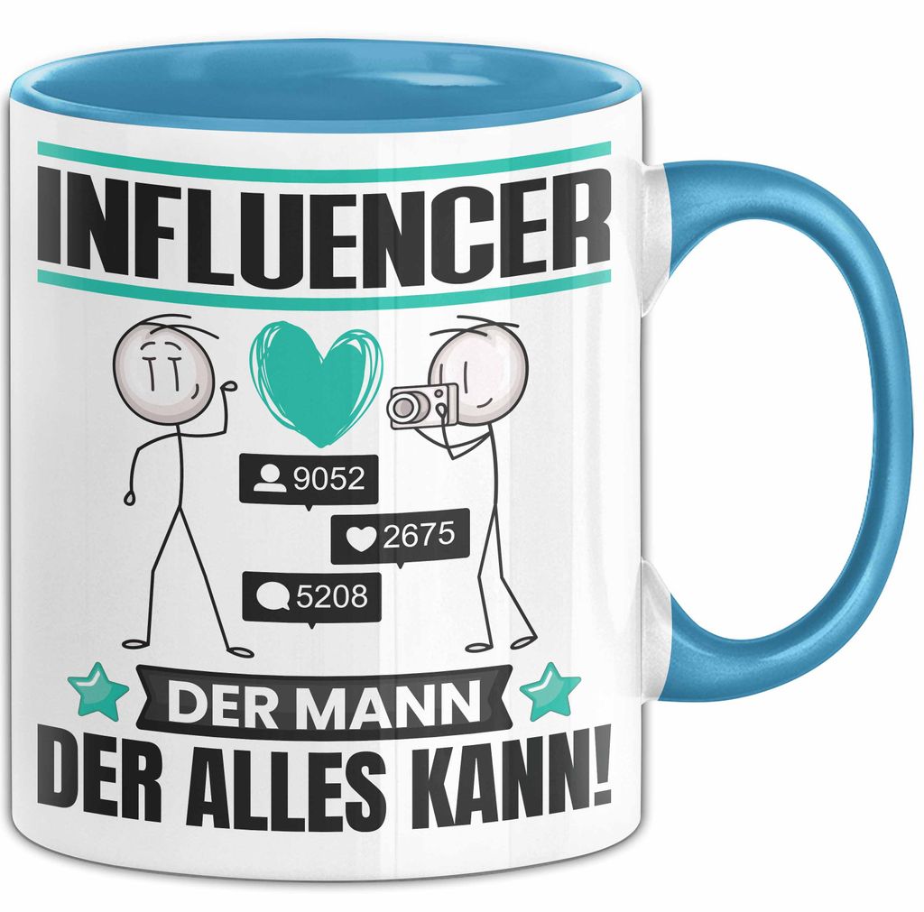 Influencer Tasse Geschenk für Influencer Der Mann Der Alles Kann Geschenkidee zum Geburtstag (Blau)