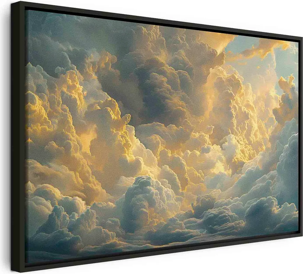 Italienischer Leinwand Leinwandbild - Ultimo respiro del giorno: Nuvole illuminate dal bagliore della sera 60x40 cm Muster b-H-10032-b-a