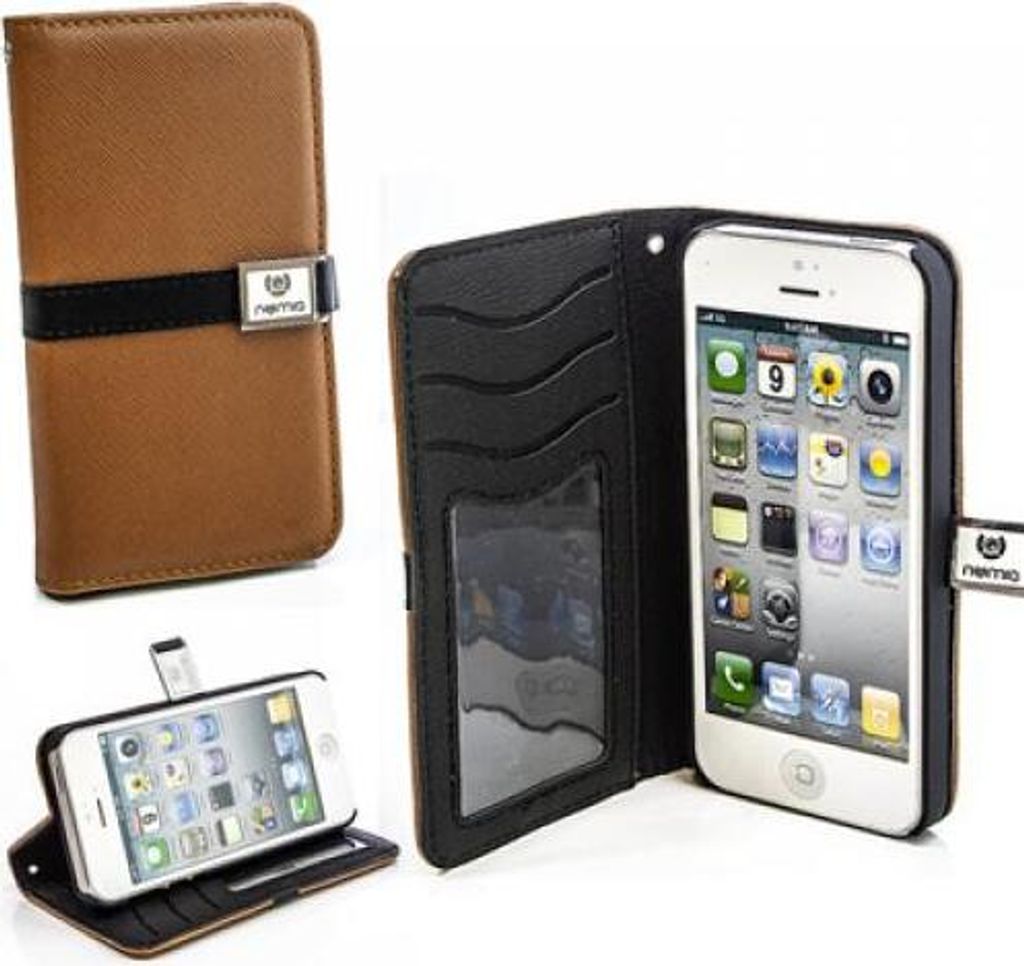 Apple iPhone 5 Numia Bookstyle Slim Braun-Schwarz