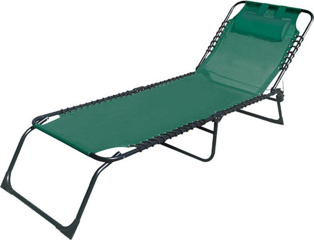 Marbueno Klappbarer Stahl-Liegestuhl mit Kissen Garten und Pool 190X58X27 cm Grün 10002