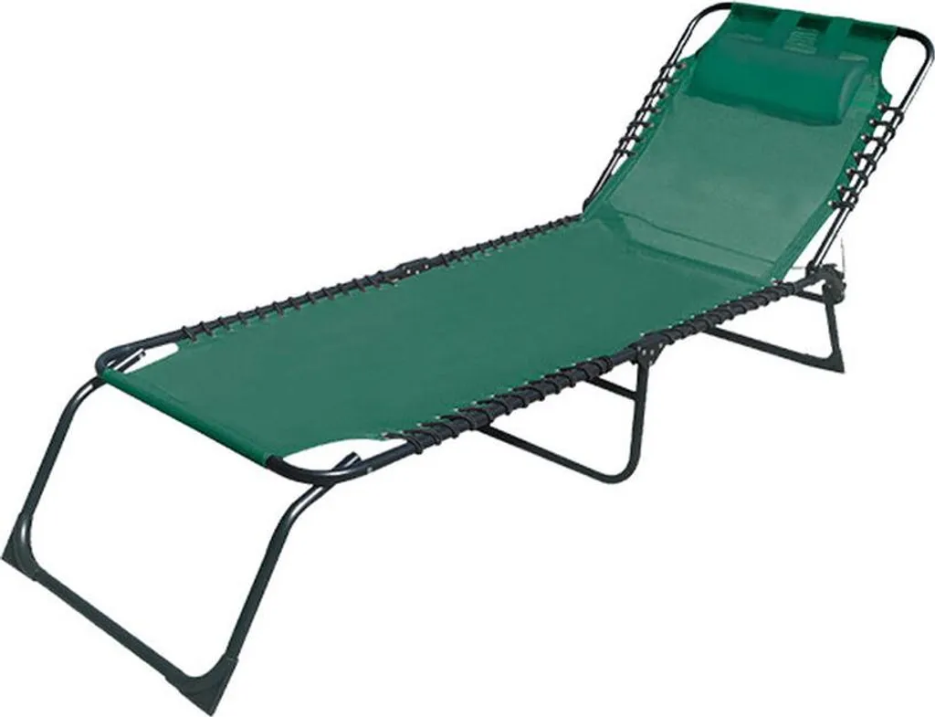 Marbueno 10002 Chaise Longue Pliante Acier Vert avec Coussin 190x58x27cm