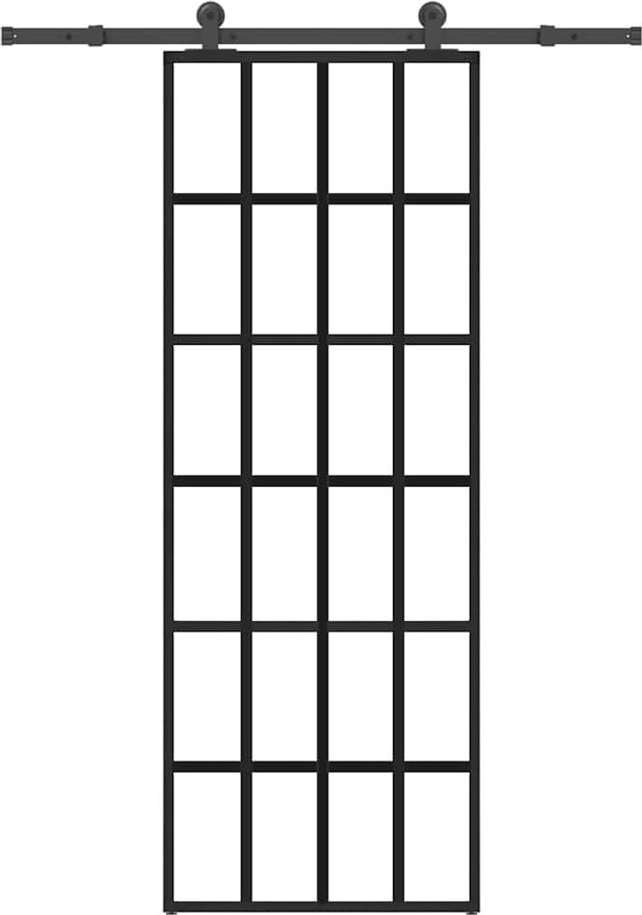 HOMMIE Schiebetür - modernes Design - Innentür - für Flure und Wohnzimmer - mit Beschlag 76x205cm ESG-Glas & Aluminium Promotion487141 - Haustüren