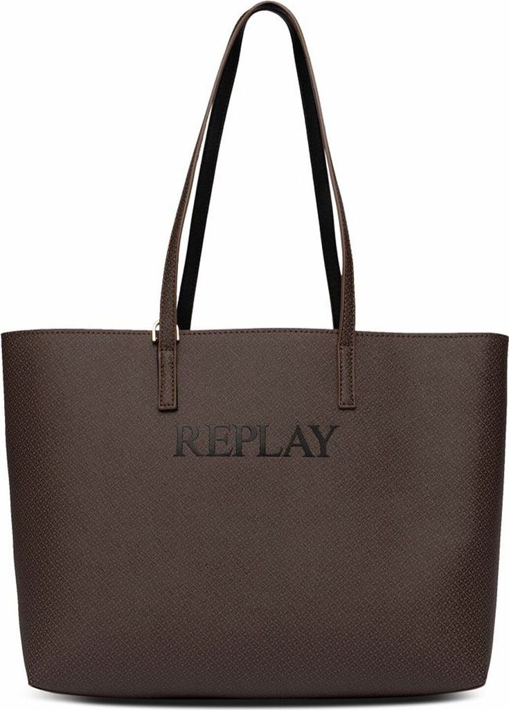 REPLAY Schultertasche Shopper Brown Cocoa + Black Produktbild 