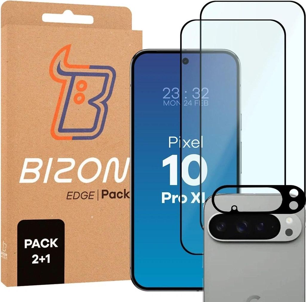 BIZON Edge Pack 2x Bildschirmglas + Kameraglas für Google Pixel 10 Pro XL