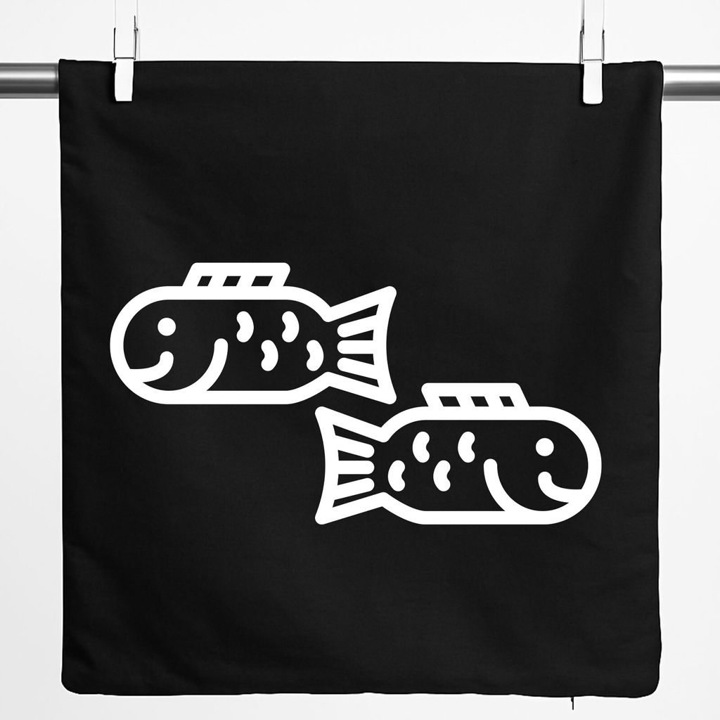 Huuraa Kissenbezug Fische Sternzeichen Symbol 40x40cm Black Baumwolle Dekokissenbezug Geschenkidee