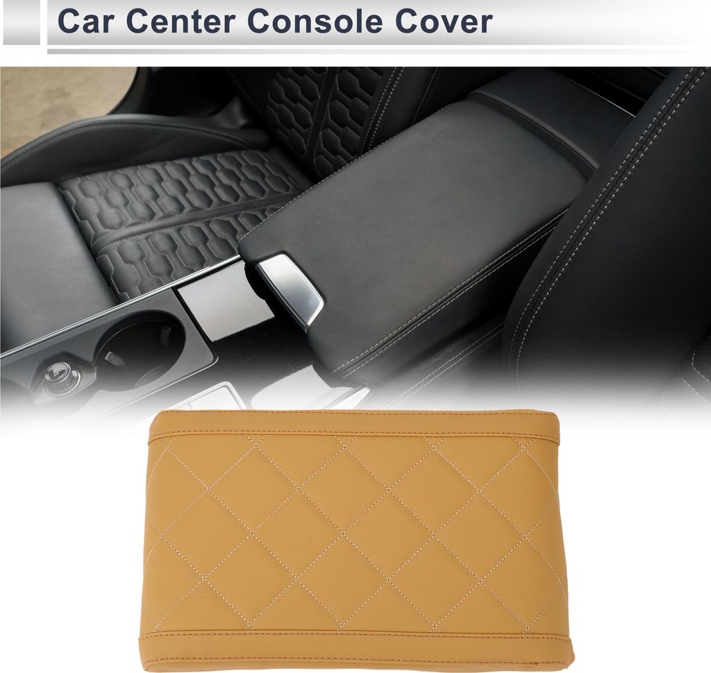 Auto Mittelkonsole Abdeckung Mittelkonsole Kissen 32x20x5cm Gelb Nappa Leder