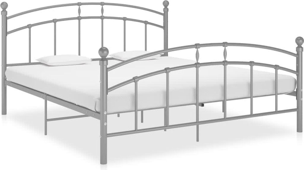 The Living Store Bettgestell Grau Metall 180x200 cm