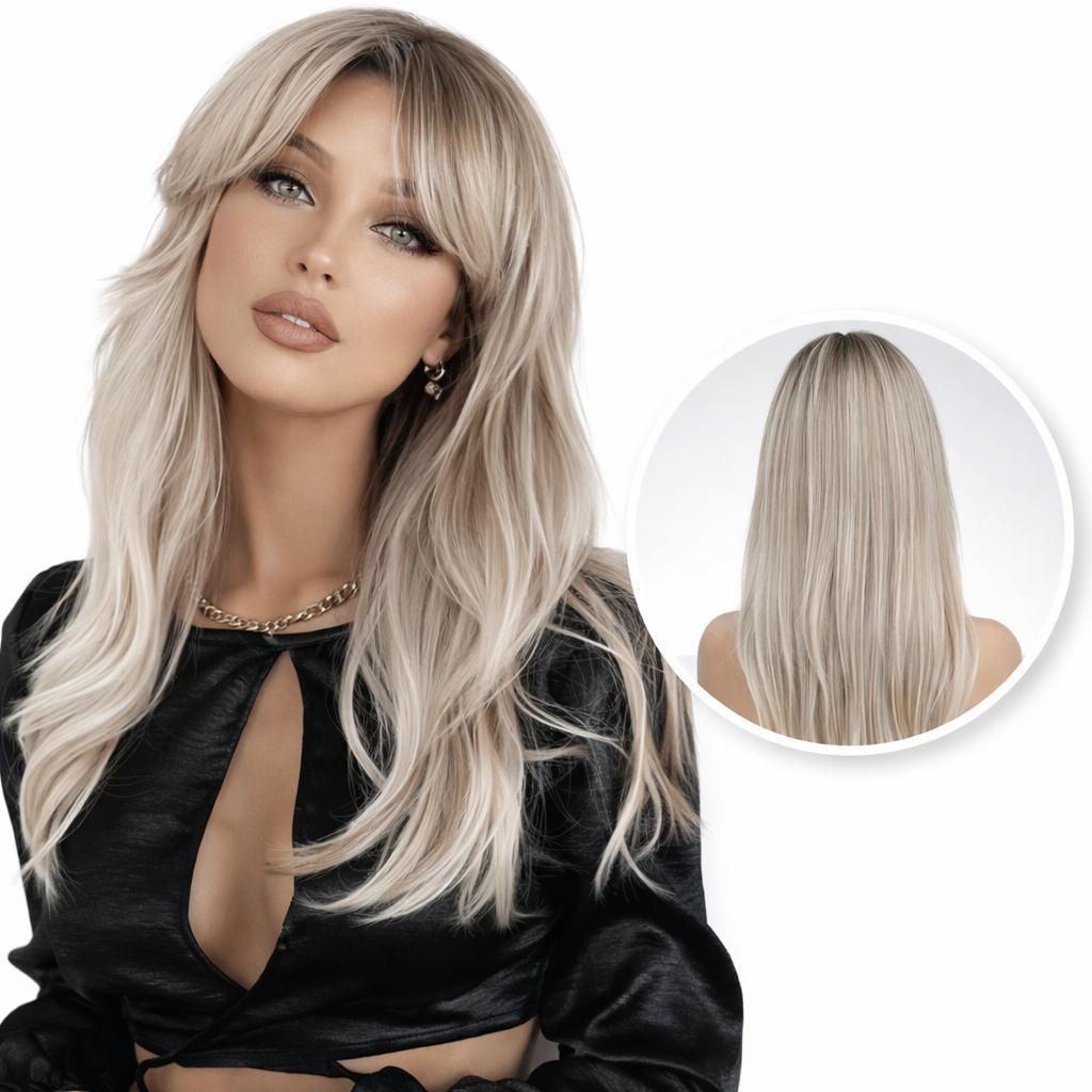 SassyGoods® Platinblonde Perücke mit Schichten – Perücken Produktbild 