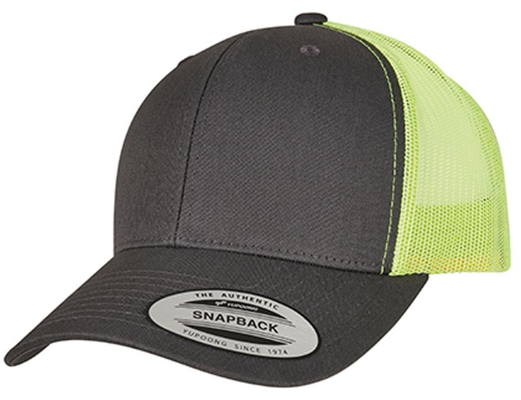 Flexfit - Trucker Cap Zweifarbig LT1166 (Einheitsgröße) (Holzkohle/Neon-Grün)