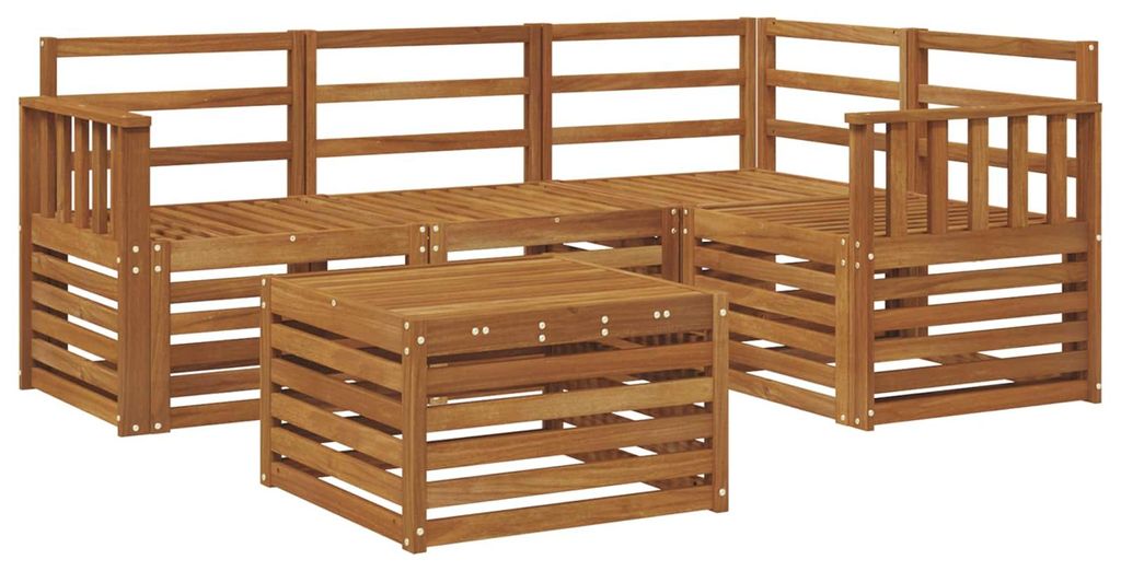 "Rabatt 2026"Outdoor-Sofa garnitur moderne - Balkonmöbel/Gartenlounge-Set - robust und langlebig - 5 pcs Natur Massivholz Akazie - Gartensofas Ger...