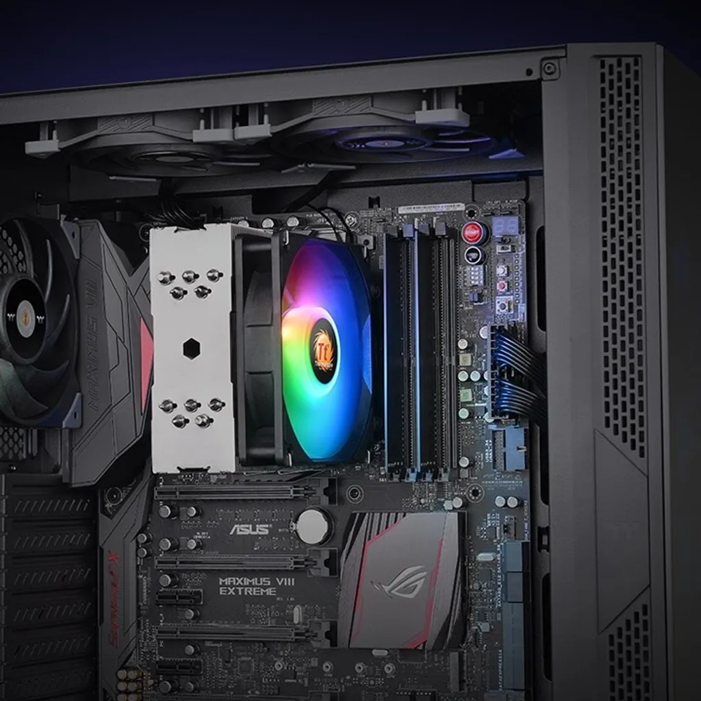 Thermaltake UX210 ARGB Lighting - Raffreddatore ad aria per processore - (per: LGA1156, LGA1366, LGA1155, LGA2011, LGA1150, LGA2011-3, LGA1151, LGA2066, LGA1200) - Presa in rame con alette di raffreddamento in alluminio - 120 mm - 14