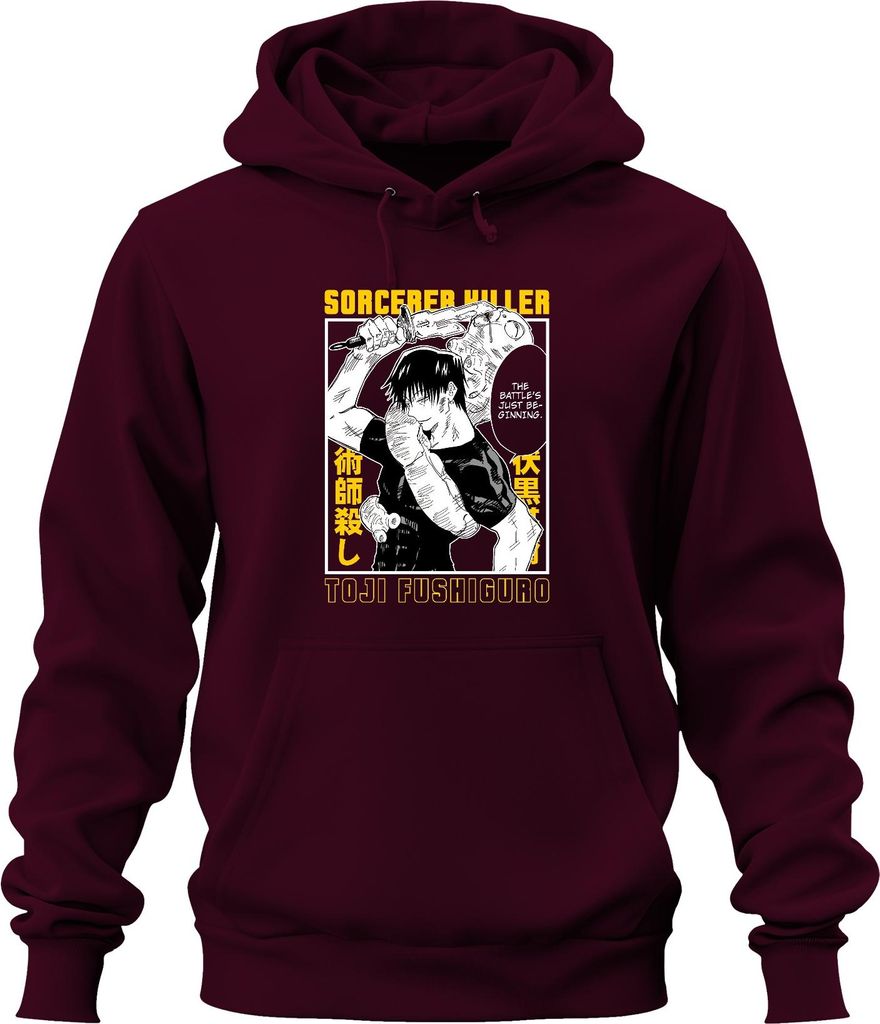 Toji Fushiguro Sorcerer Killer Anime Ästhetik Manga Geschenk Düster Uni Hoodie Kapuzenpullover, Burgundy, L