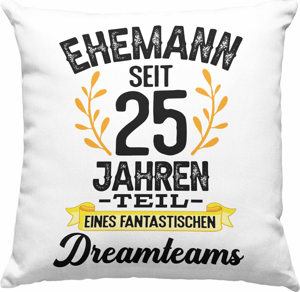 Trendation - Ehemann 25 Jahre Jahrestag Silberne Hochzeit Jubiläum Hochzeitstag Geschenk Deko-Kissen mit Füllung 40x40 Silberhochzeit Geschenke (...