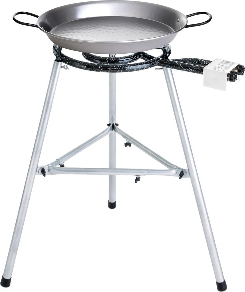 Kit Paella Géante avec Brûleur à Gaz et Plat en Acier Poli de 55 cm