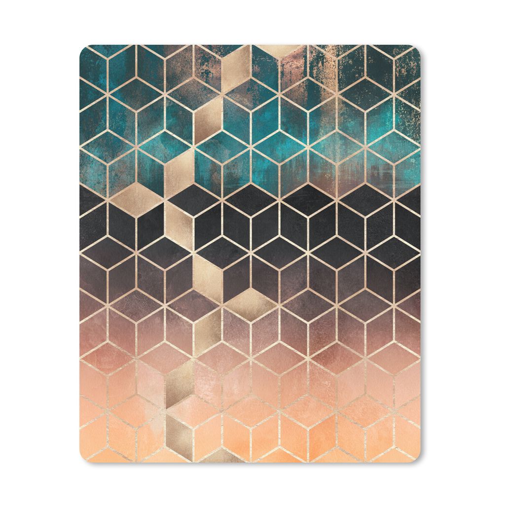 MuchoWow Mauspad Mousepad Abstrakt - Würfel - Gold - Muster - Luxus 30x40 cm - Mousepads - Maus Mat - Pad - Mausunterlage - Mausmatten