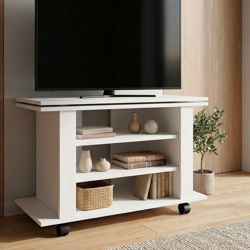FineBuy TV Lowboard Bianco 78 cm – Mobile hi-fi con piano Immagine del prodotto 