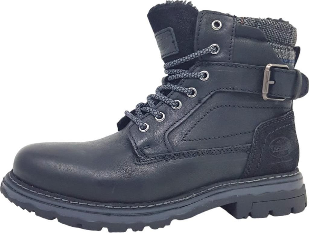 A single black boot is shown against a white background.
