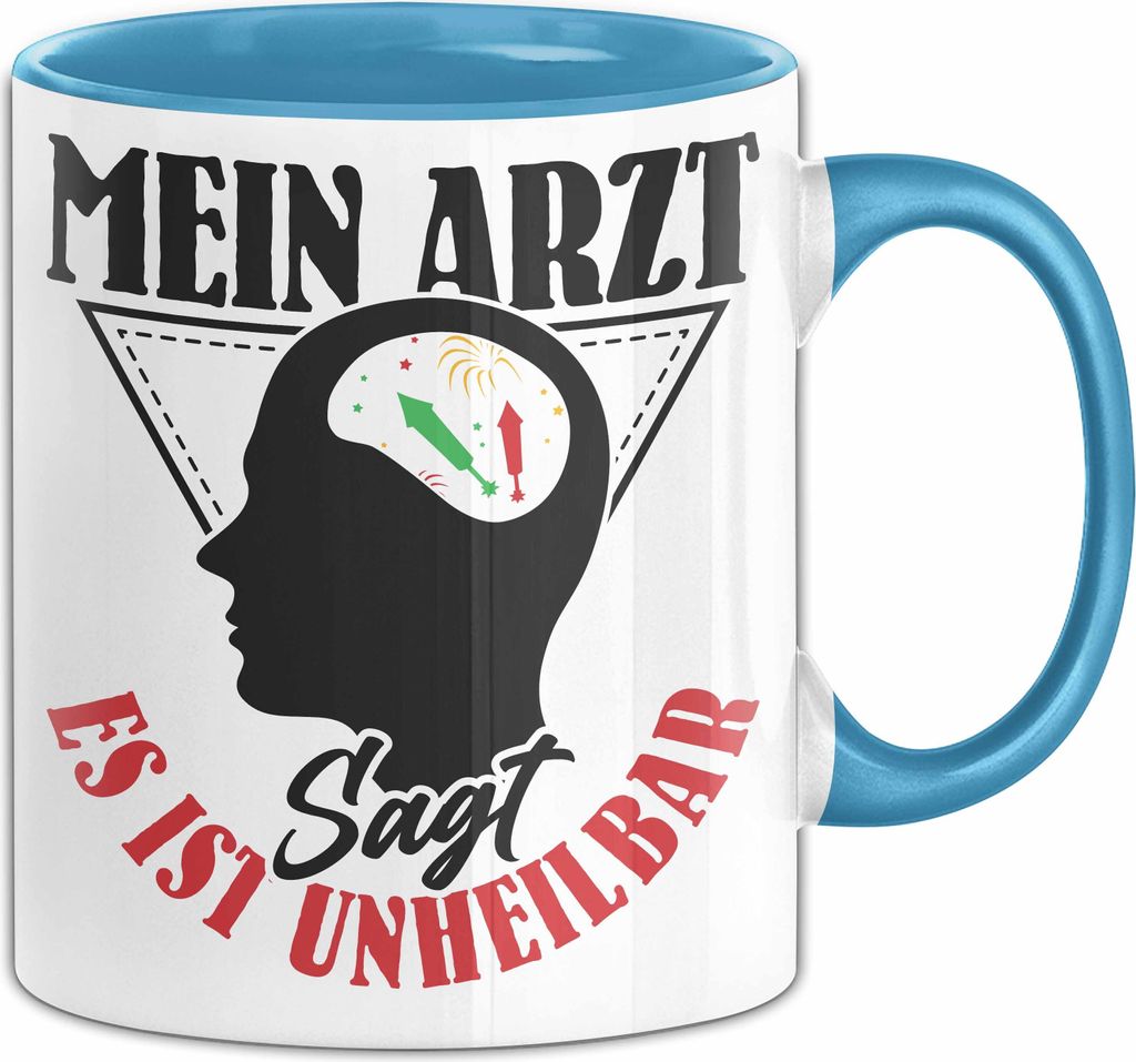 Feuerwerk Tasse Geschenk Pyrotechnik Geschenkidee Pyro (Blau)