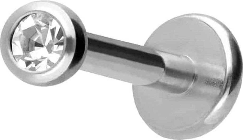 Ohrpiercing, Nasenpiercing Titan Labret mit Innengewinde KRISTALL Silber Stablänge: 8mm + Stabstärke: 1,2mm + Kugelgröße: 2mm