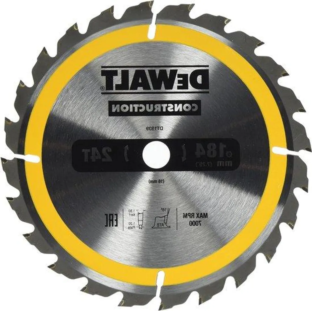 Disque de sciage 184mm 24 dents alésage 16mm pour bois et bois de coffrage