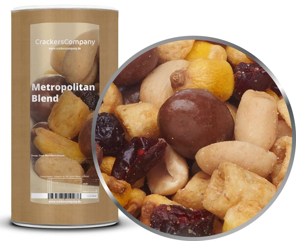 CrackersCompany Erdnuss-Mais-Schokoladen-Mix (Metropolitan Blend), Membrandose 650 g