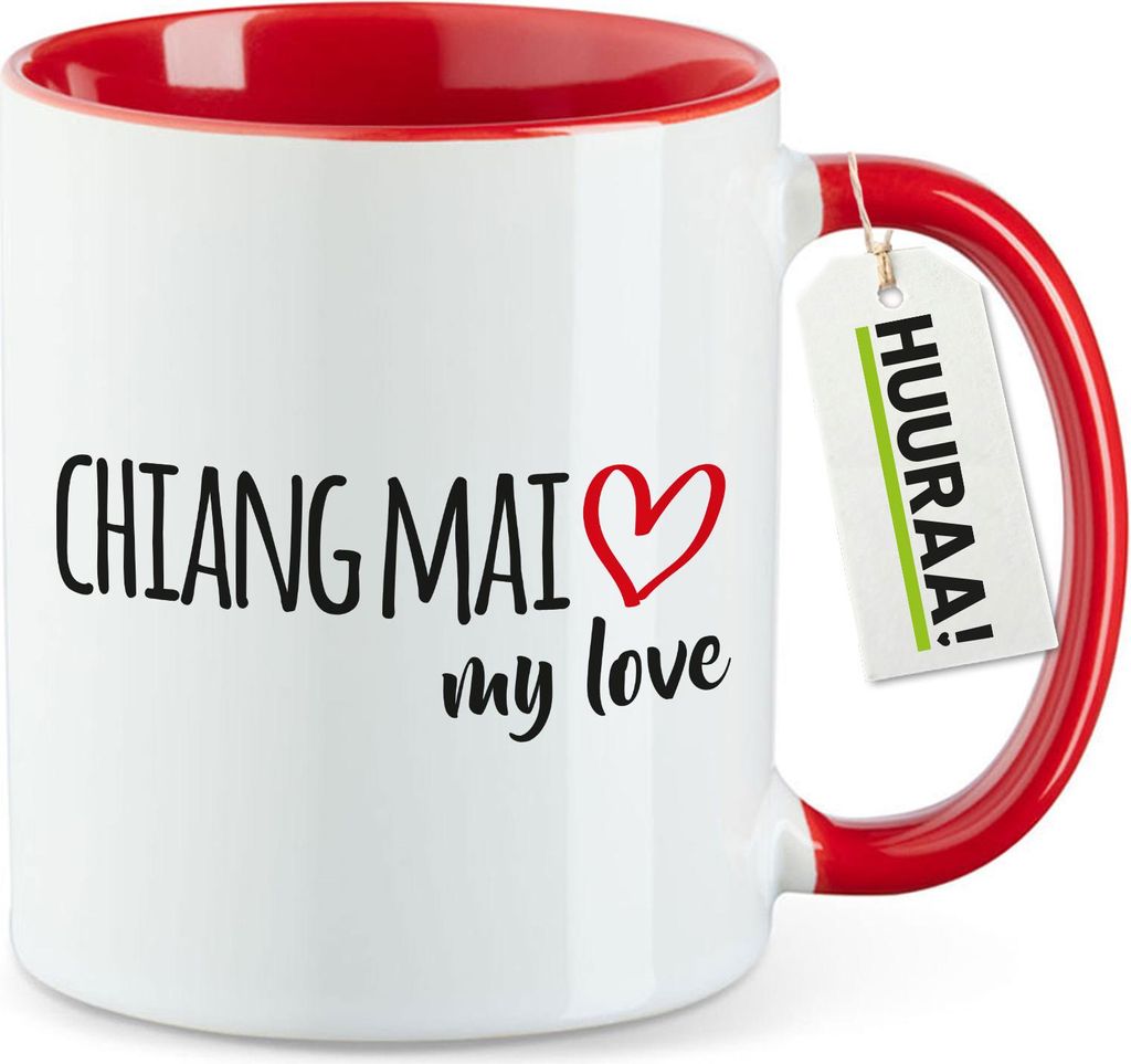 Huuraa Kaffeetasse Chiang Mai my love 330ml Rot Keramik Kaffeebecher Geschenkidee