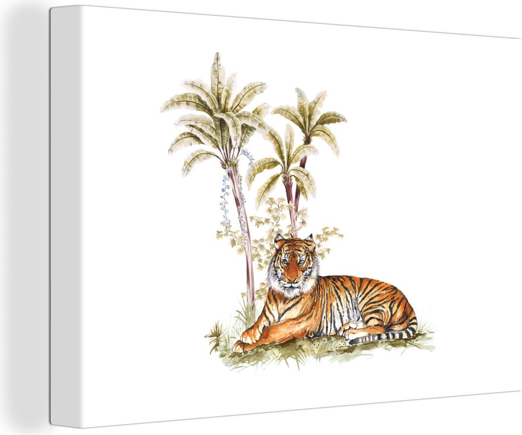 OneMillionCanvasses - Leinwandbilder - 150x100 cm, Tiger - Baum - Gemälde, Wandbilder Kunstdruck Wanddekoration
