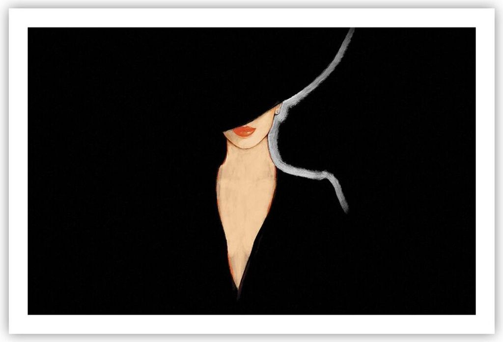 Poster - Poster ohne Rahmen - Schwarz Frau Hut - 91,5x61 cm Produktbild 