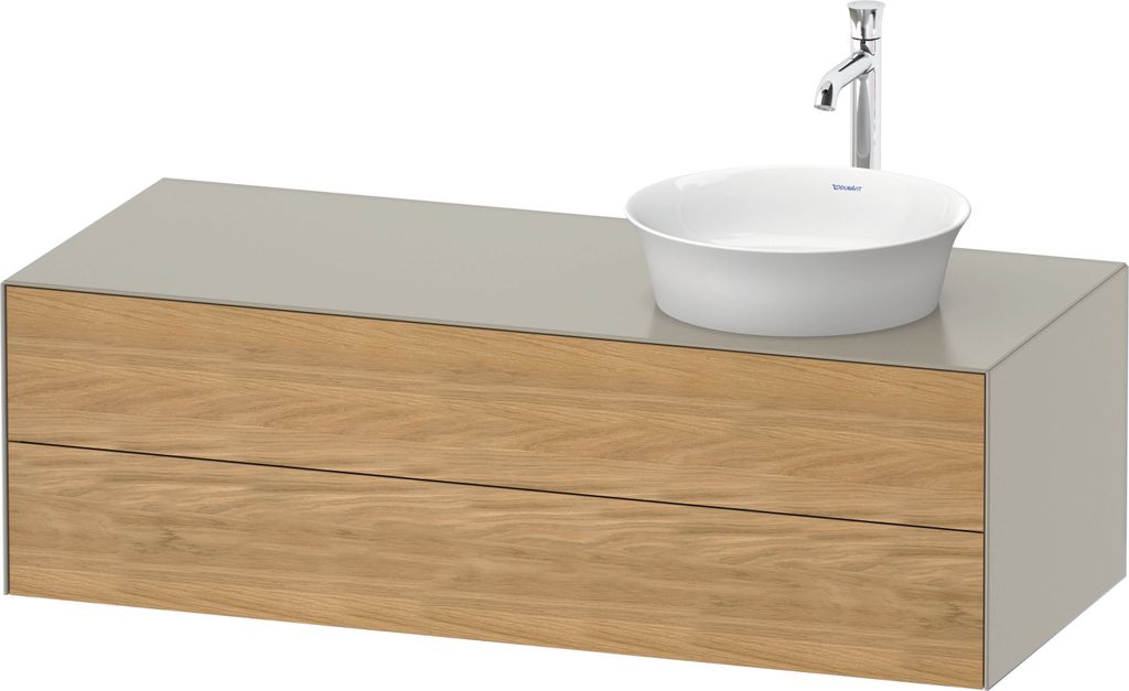 Duravit White Tulip, Waschtischunterbau wandhängend, Breite 1300 x Tiefe 550mm, mit 2 Schubkästen, mit Tip-on Technik, WT4987RH560