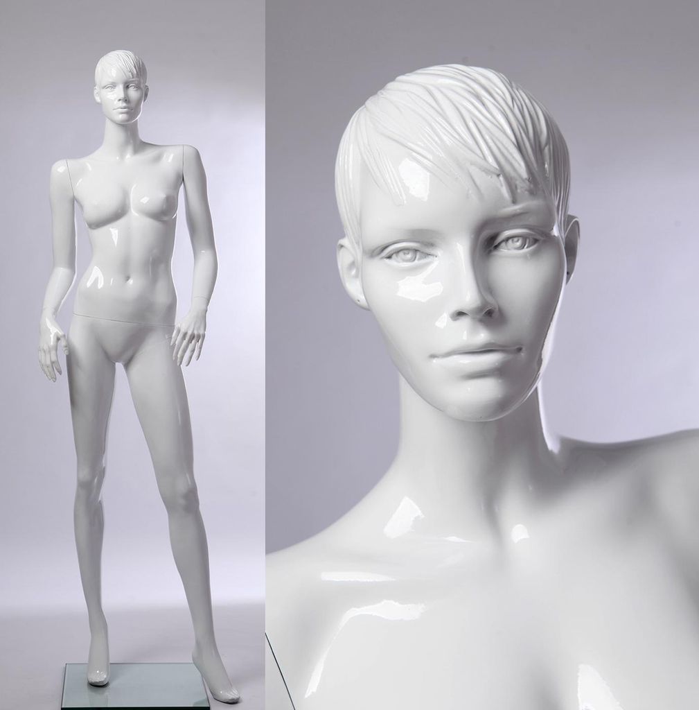 CS15-B Beau mannequin abstrait blanc brillant laqué femme. Image du produit 