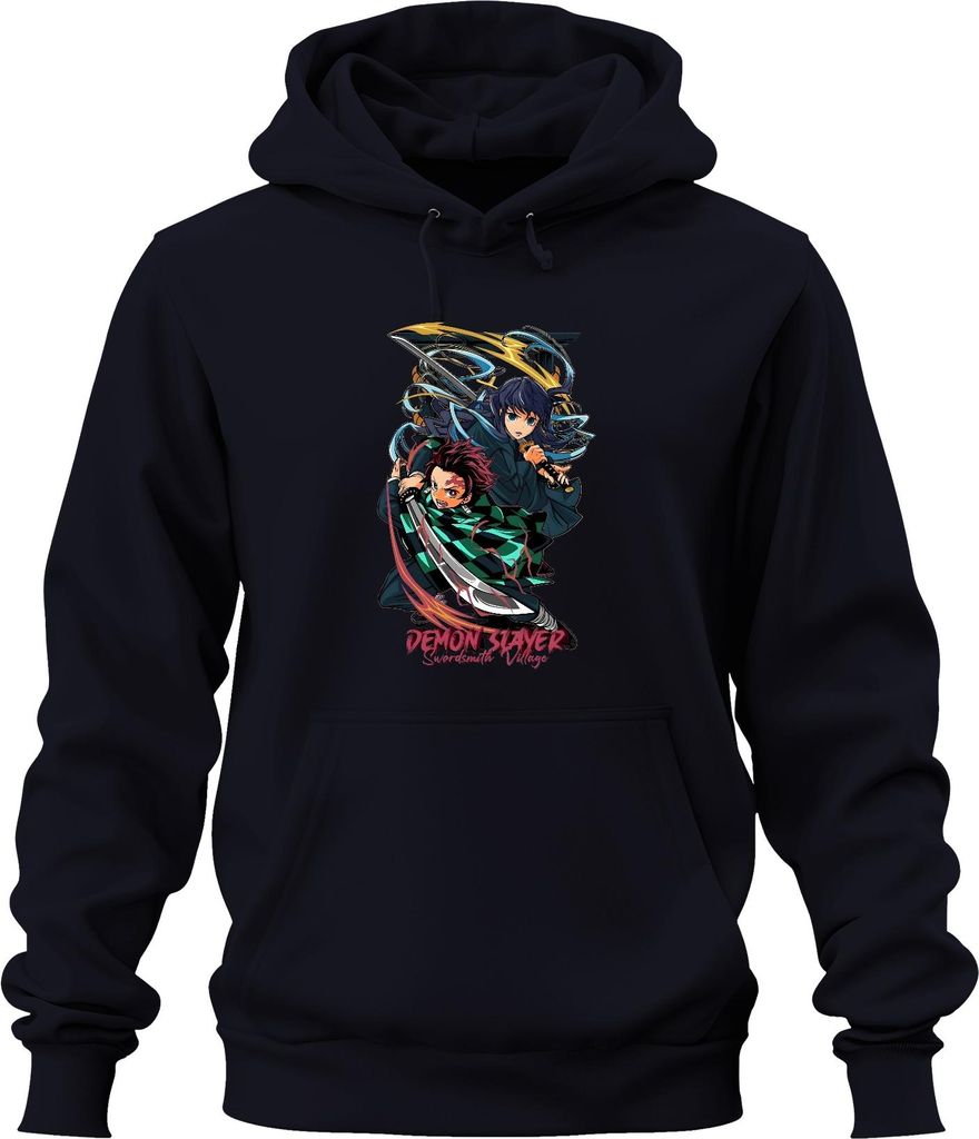 Demon Slayer Swordsmith Village Tanjiro Schwert Anime Geschenk Uni Hoodie Kapuzenpullover, Navy, 3XL
