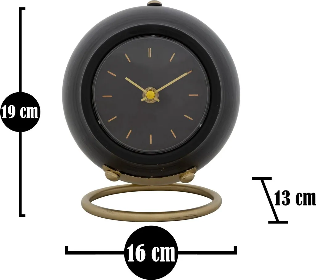 Horloge de Table Ball Stable et Lisible Déco Salon Noir Or Chic - 5