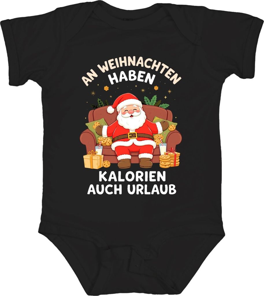 Kalorien haben Urlaub Weihnachtsmann Kekse Weihnachten lustig Unisex Baby Body, Schwarz, 12/18